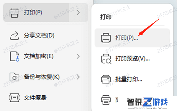 查找打印选项