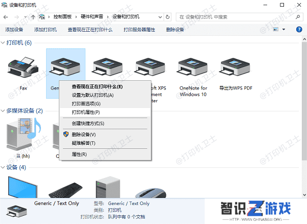 检查打印机的默认设置
