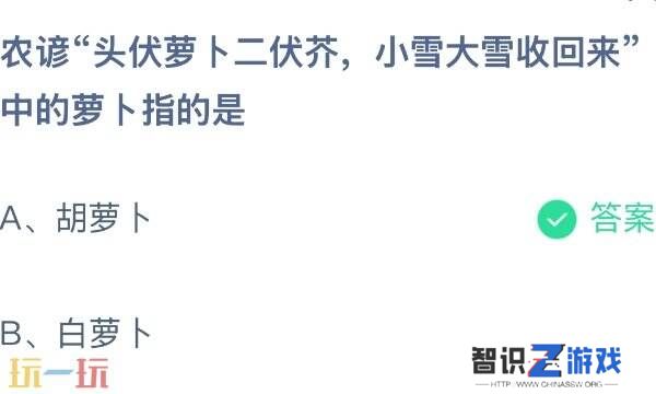 头伏萝卜二伏芥里的是什么萝卜 蚂蚁庄园11月22日答案