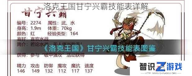洛克王国甘宁兴霸技能表详解