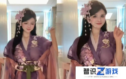 狗头萝莉身穿紫色汉服，好身材太吸睛，称近期又拿下3个大客户