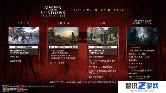 育碧发布《刺客信条：影》首年度更新计划